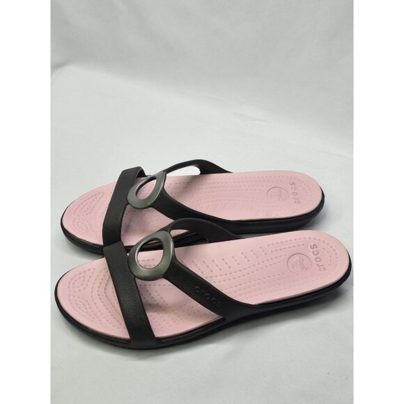 Crocs Sanrah Matte Circle Slide Sandal Women's Size 9 Espresso/Petal Pink - Picture 13 of 13